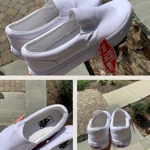 Vans White Slip Ons